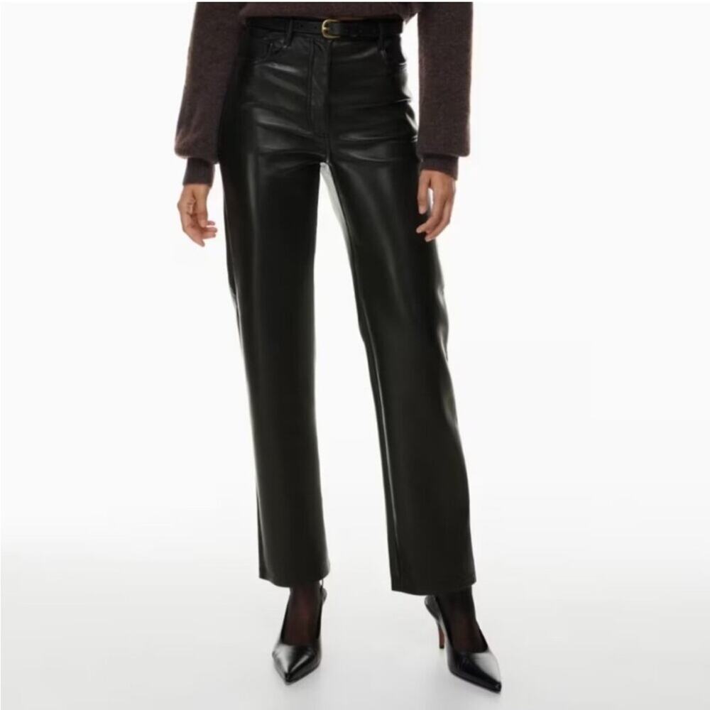 NWT - Wilfred Black Faux Leather Straight-Leg Pants